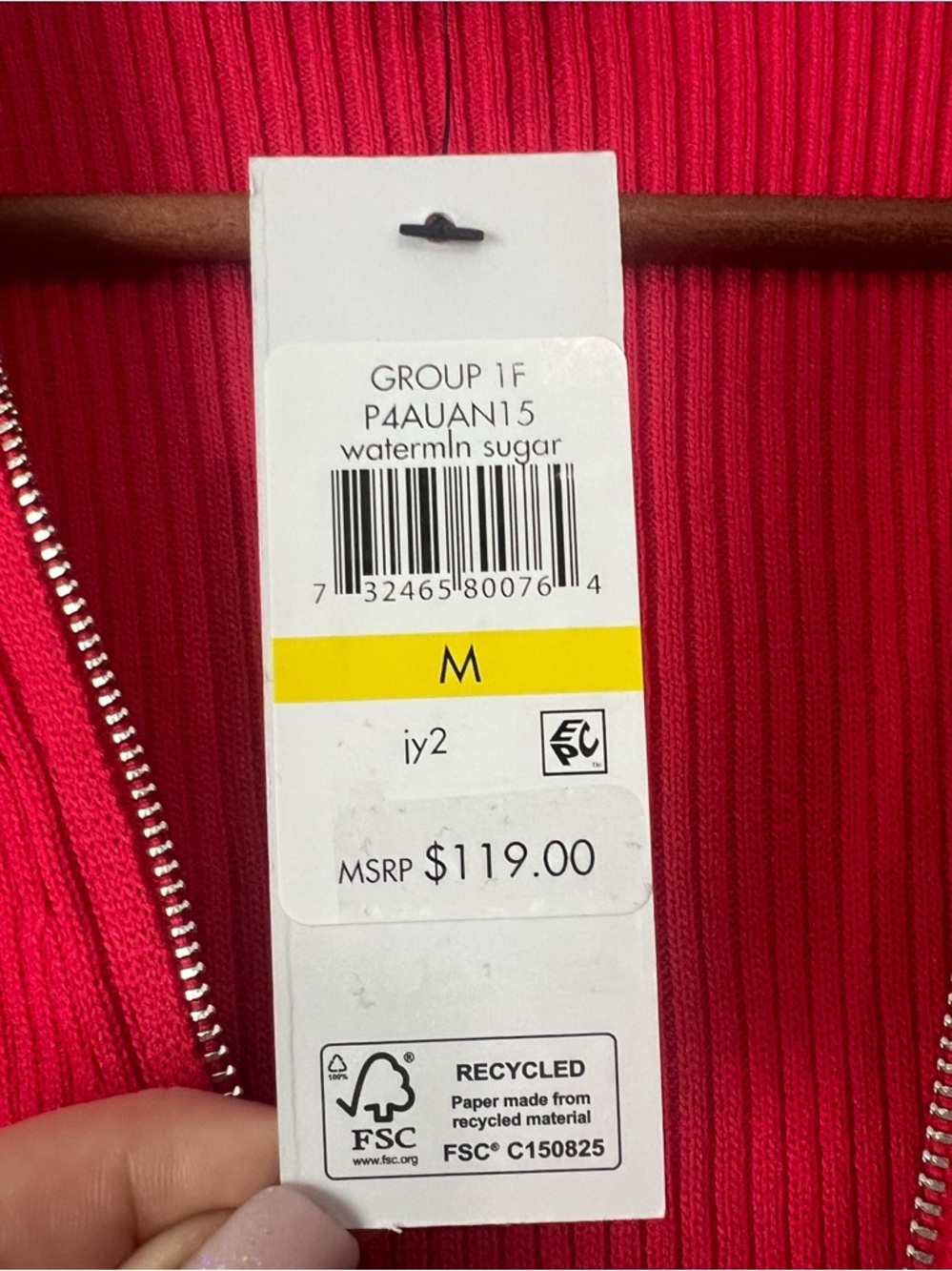 DKNY Red Ribbed Zip-Front Long Sleeve Dress - Picture 8 of 9
